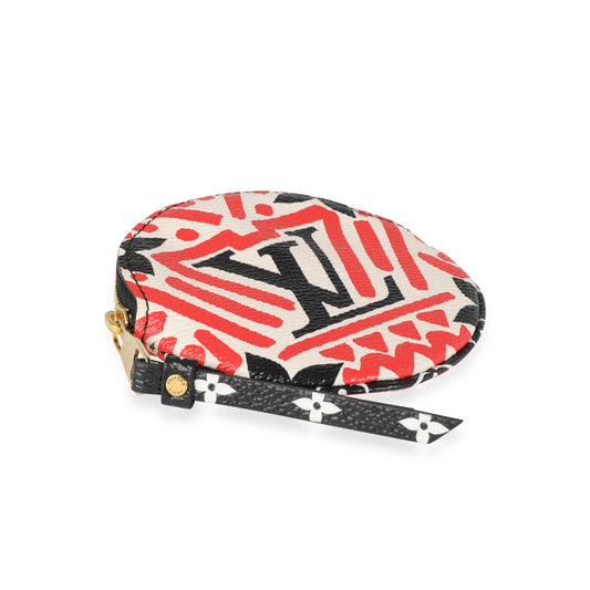 Louis Vuitton Cream & Red Monogram Giant Crafty Round Coin Purse