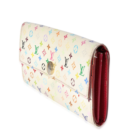 Louis Vuitton Louis Vuitton x Takashi Murakami White Monogram Multicolore Canvas Sarah Wallet