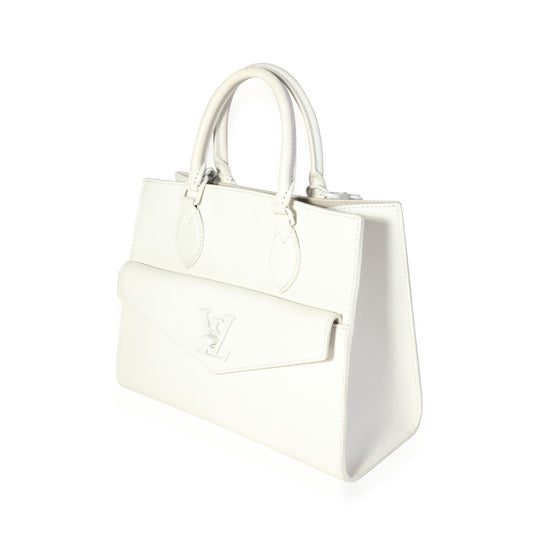 Louis Vuitton White Leather Monochrome Lockme Tote PM