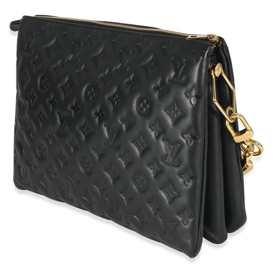 Louis Vuitton Black Monogram Puffy Lambskin Coussin MM
