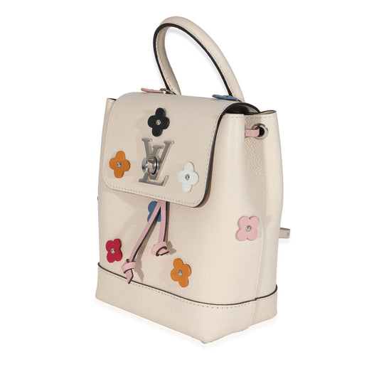 Louis Vuitton Louis Vuitton Creme Calfskin Mechanical Flower Lockme Mini Backpack
