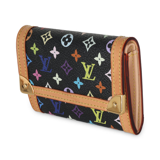 Louis Vuitton Black Multicolor Canvas Porte Monnaie Plat Coin Purse