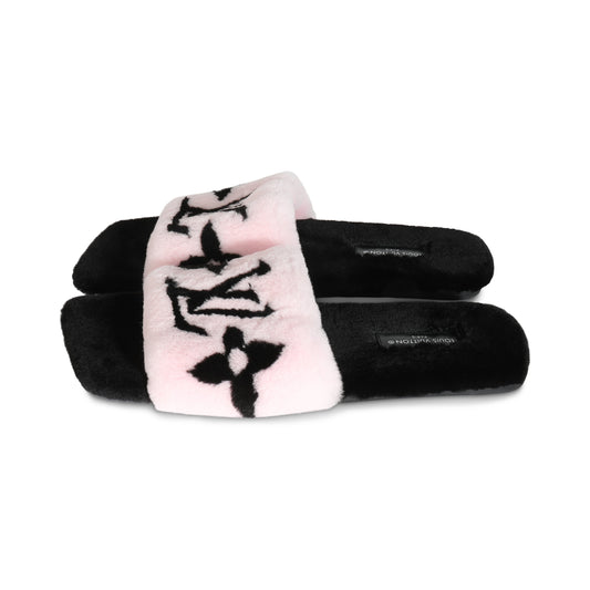 Louis Vuitton Black Pink Mink Fay Flat Mule 39