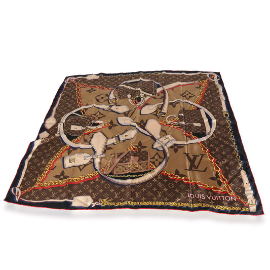 Louis Vuitton Brown Monogram Silk Tribute To Square Scarf 90