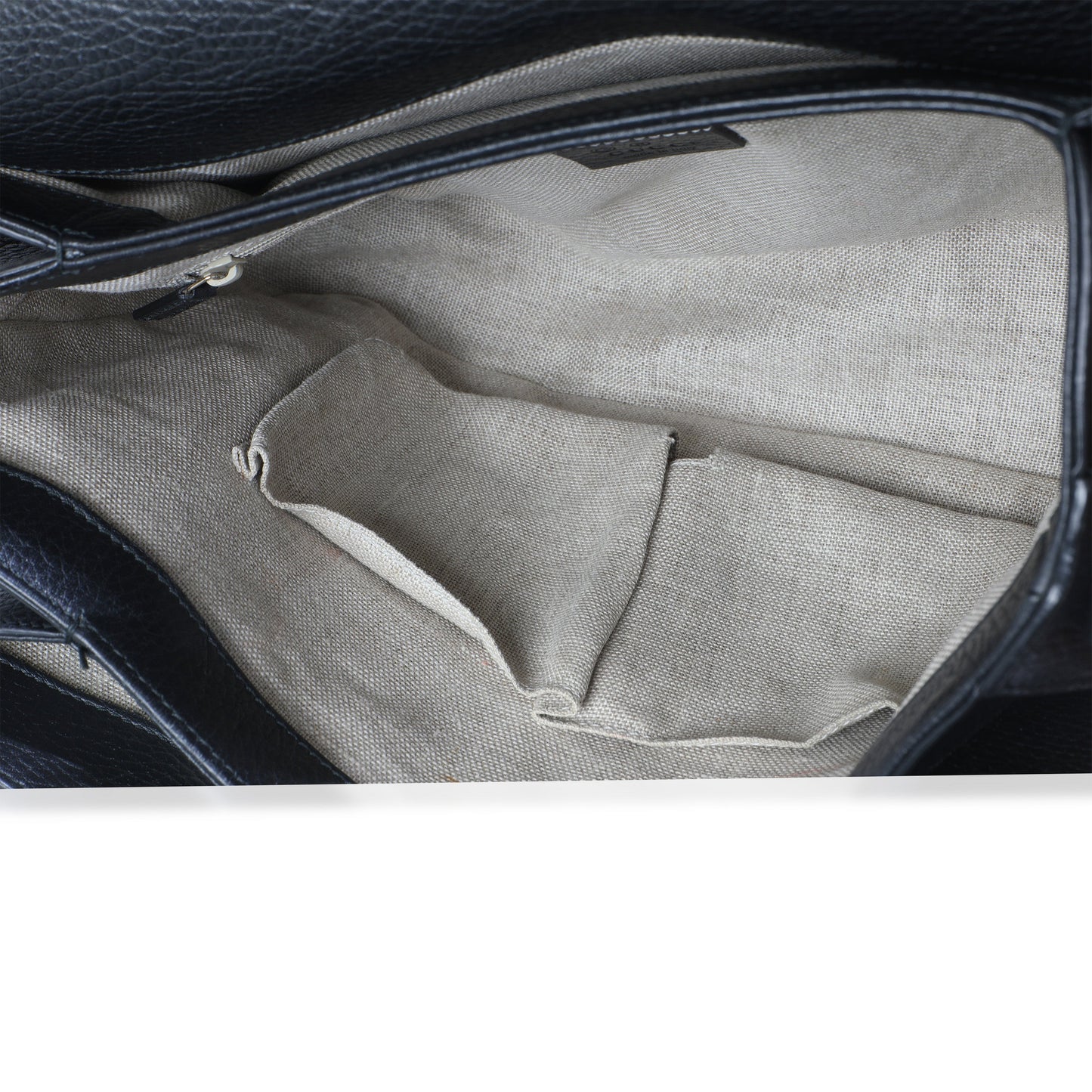Gucci Black Pebbled Calfskin Medium Interlocking G Flap Bag