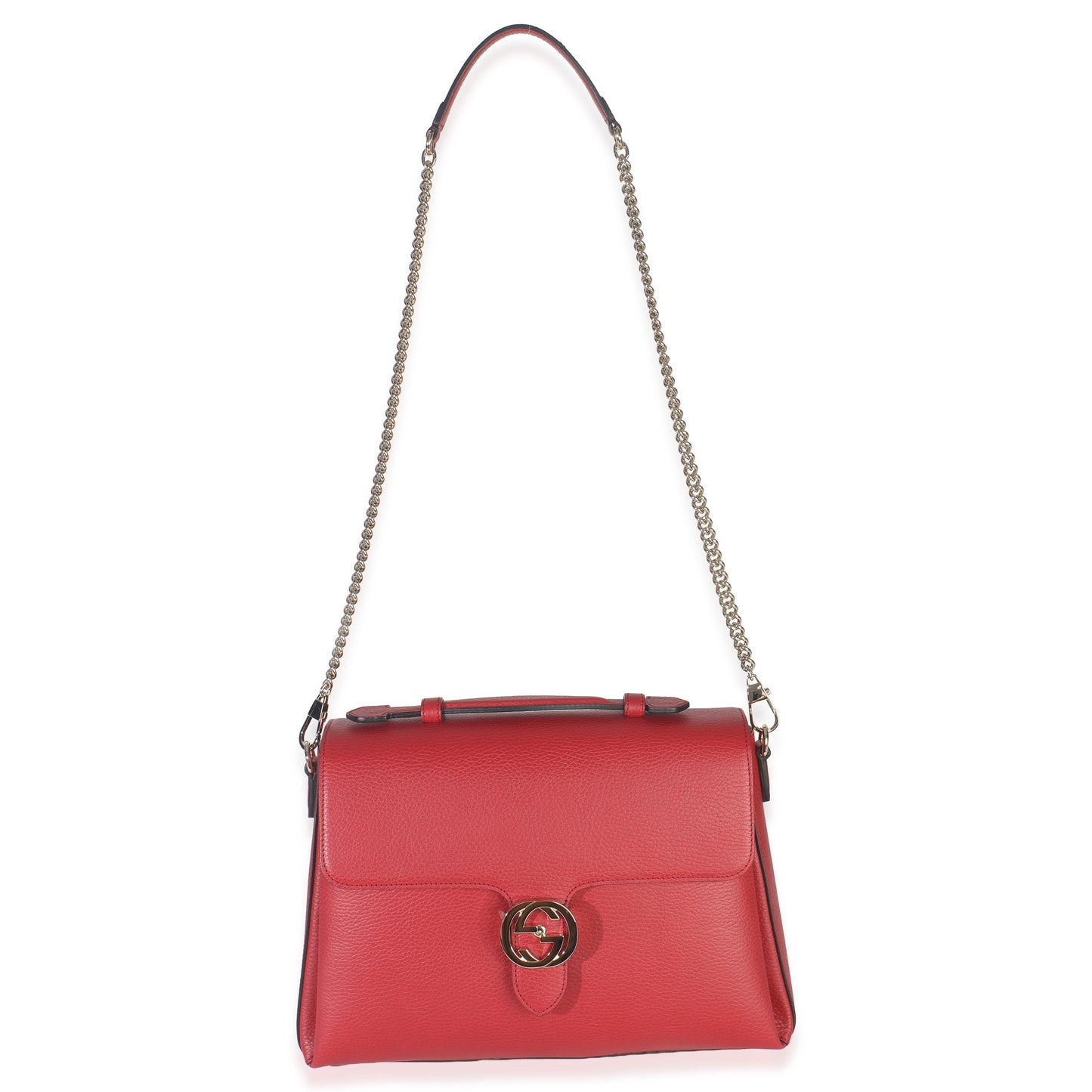 Gucci Red Dollar Calfskin Medium Interlocking G Top Handle Bag