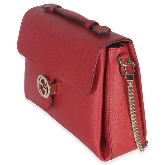 Gucci Red Dollar Calfskin Medium Interlocking G Top Handle Bag