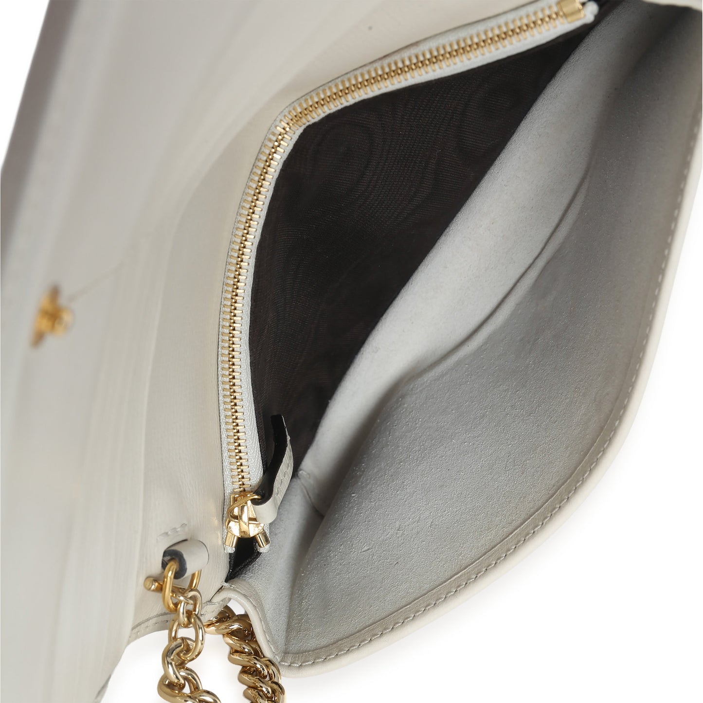 Gucci White GG Supreme Monogram Azalea Calfskin Horsebit 1955 Wallet On Chain