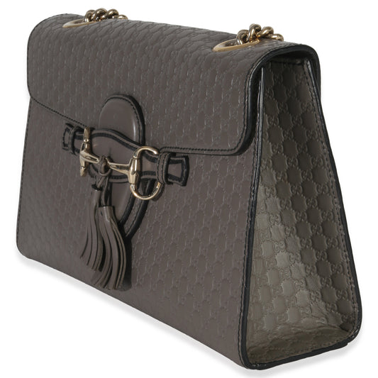 Gucci Grey Guccissima Emily Leather Medium Chain Shoulder Bag