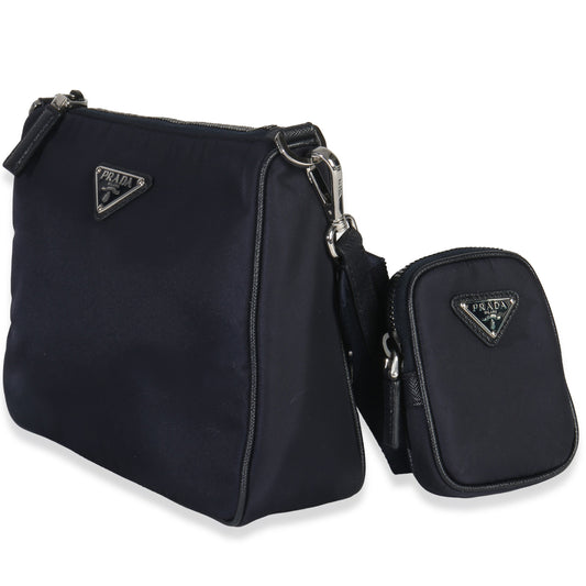 Prada Navy Re-Nylon & Saffiano Leather Trim Shoulder Bag