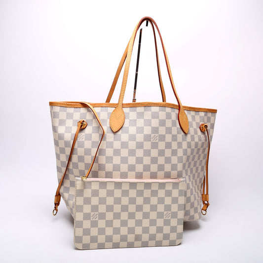 Louis Vuitton Neverfull w/ Wallet MM Damier Azur