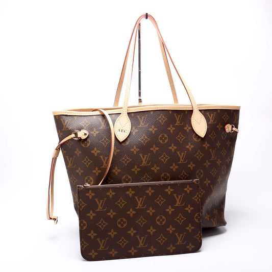 Louis Vuitton Neverfull W/Wallet MM Monogram Beige