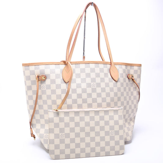 Louis Vuitton Neverfull W/Wallet MM Damier Azur Pink