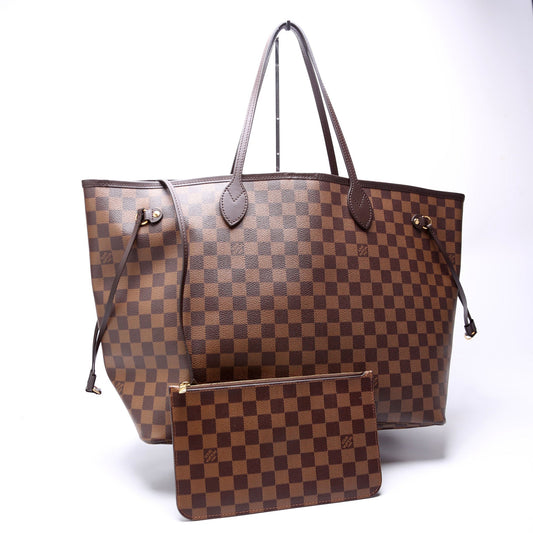 Louis Vuitton Neverfull W/Wallet GM Damier Ebene Red