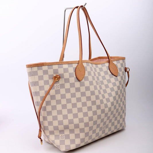 Louis Vuitton Neverfull With Wallet MM Damier Azur Pink