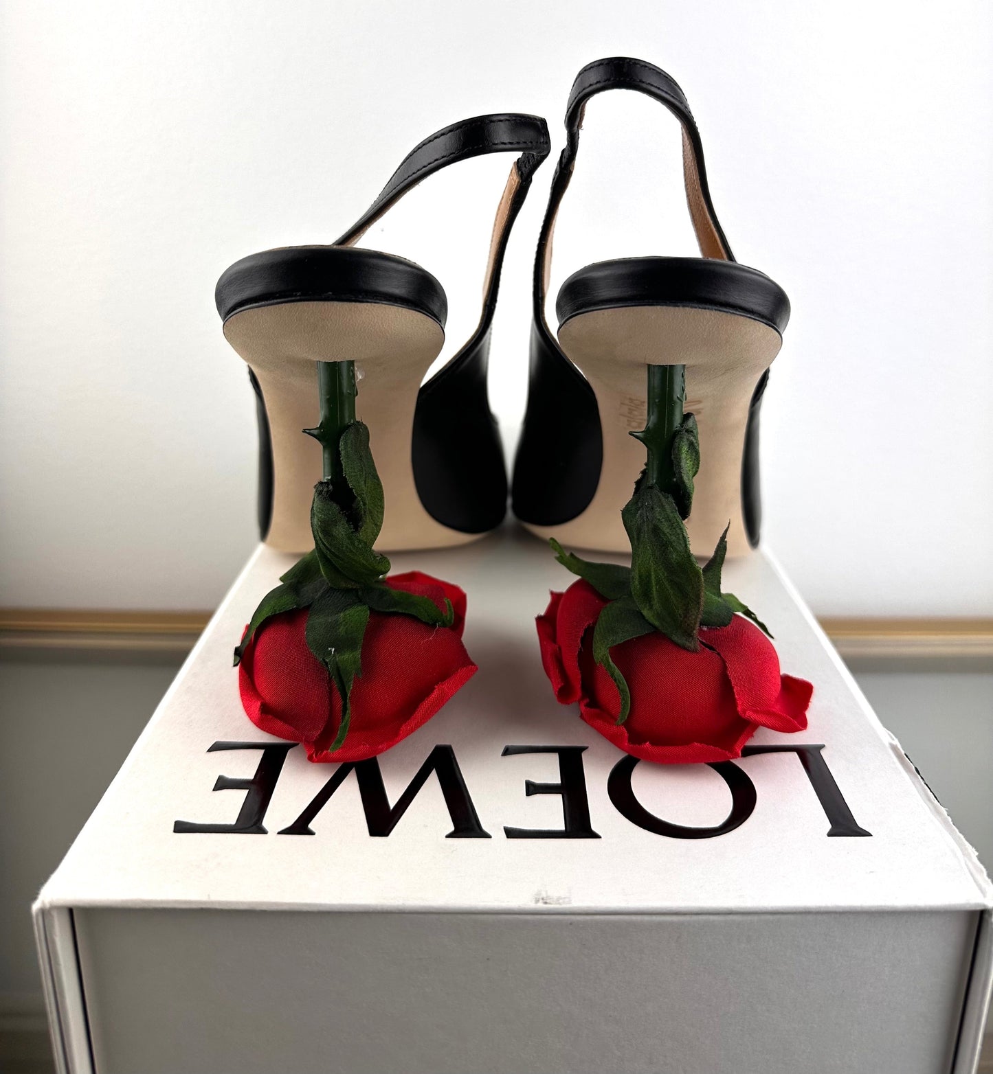 Loewe Rose Heel Slingback In Calfskin