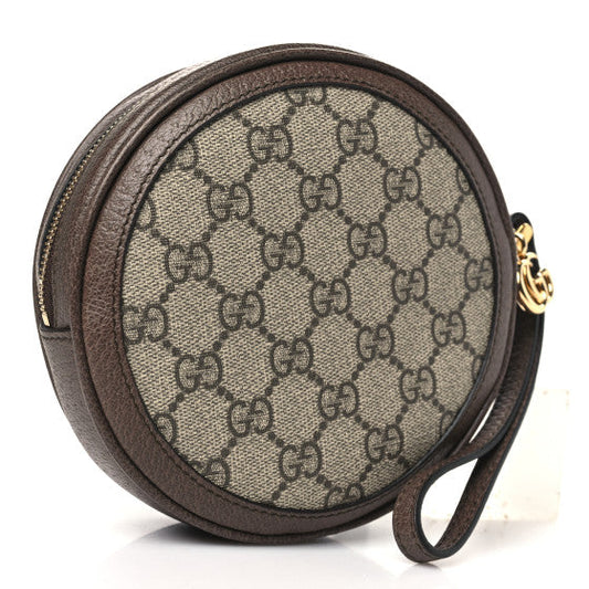 GG Supreme gucci Monogram Web Ophidia Circle Wristlet Beige