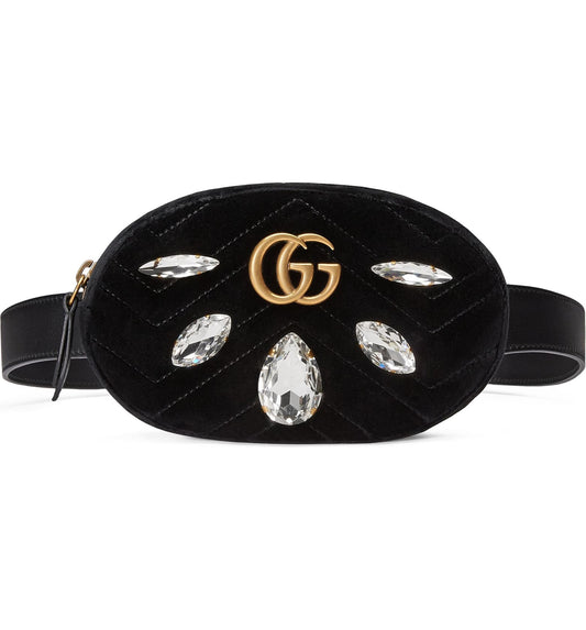 GUCCI MARMONT 2.0 CRYSTAL & VELVET BELT BAG