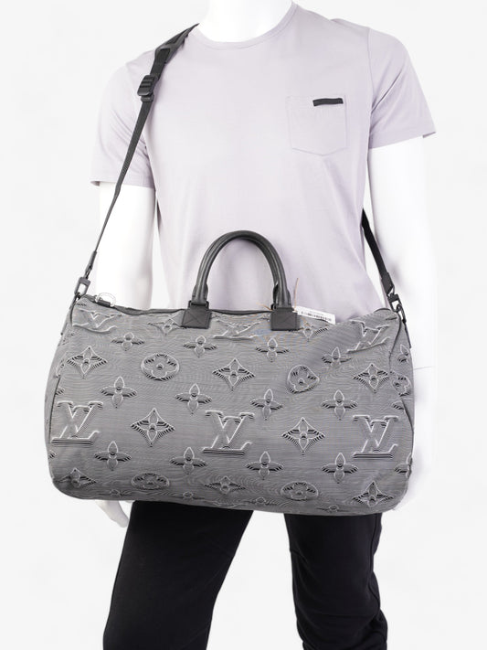 Louis Vuitton Reversible Keepall Bandouliere Black & White 3D Monogram Nylon 50