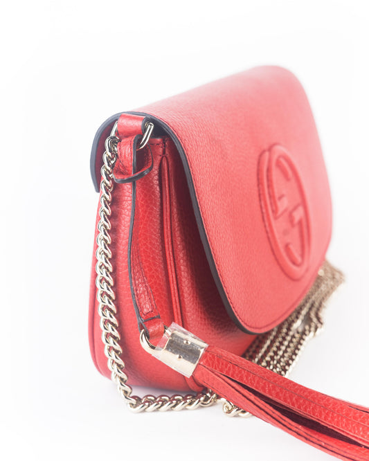 Gucci Soho Chain Medium Crossbody Red