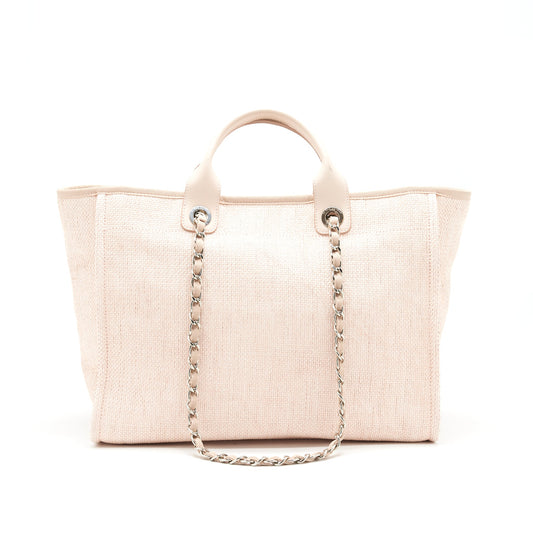 CHANEL DEAUVILLE MM TOTE BAG CANVAS PINK SHW