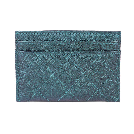Chanel Quilted Card Holder Dark Turquoise