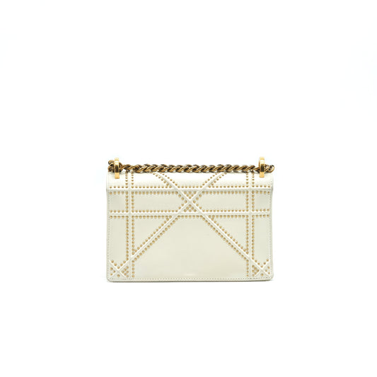 DIOR DIORAMA STUDDED LAMBSKIN SMALL WHITE WITH GHW