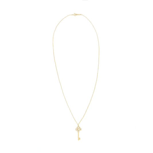 Tiffany Mini Crown Key Pendant with Chain 18K Gold
