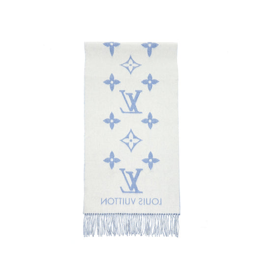 Louis. Vuitton Cashmere Shawl in Light Blue and Grey