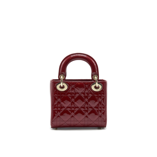 Dior mini lady Dior Patent leather Red with LGHW