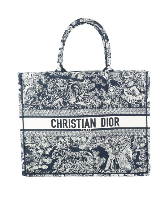 Dior Book Tote in Blue Toile De Jouy Reverse Embroidery