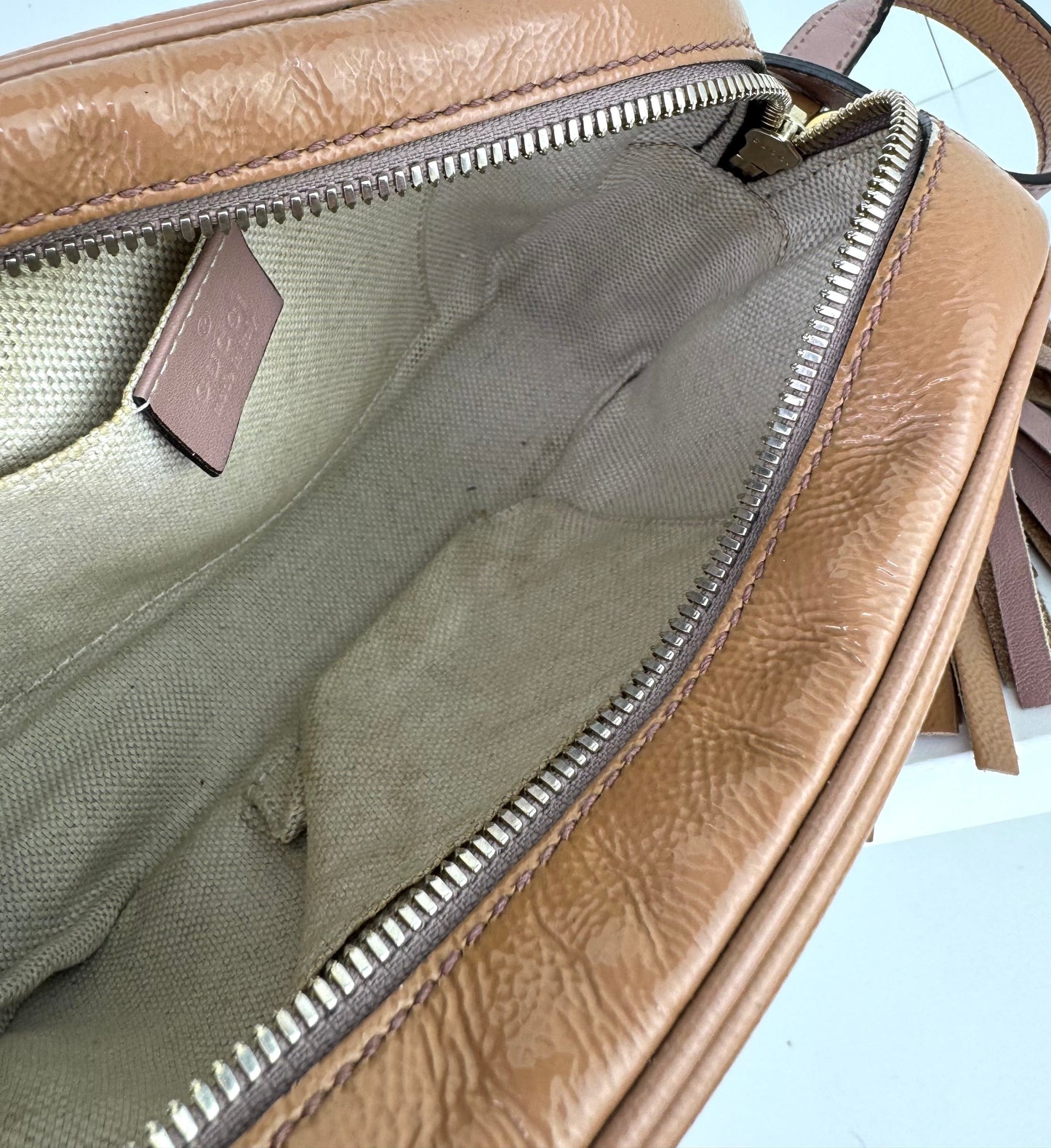 Gucci Soho Leather Patent Disco Bag.