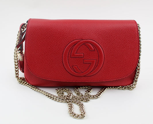 Gucci Soho Chain Medium Crossbody Red