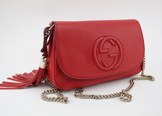 Gucci Soho Chain Medium Crossbody Red