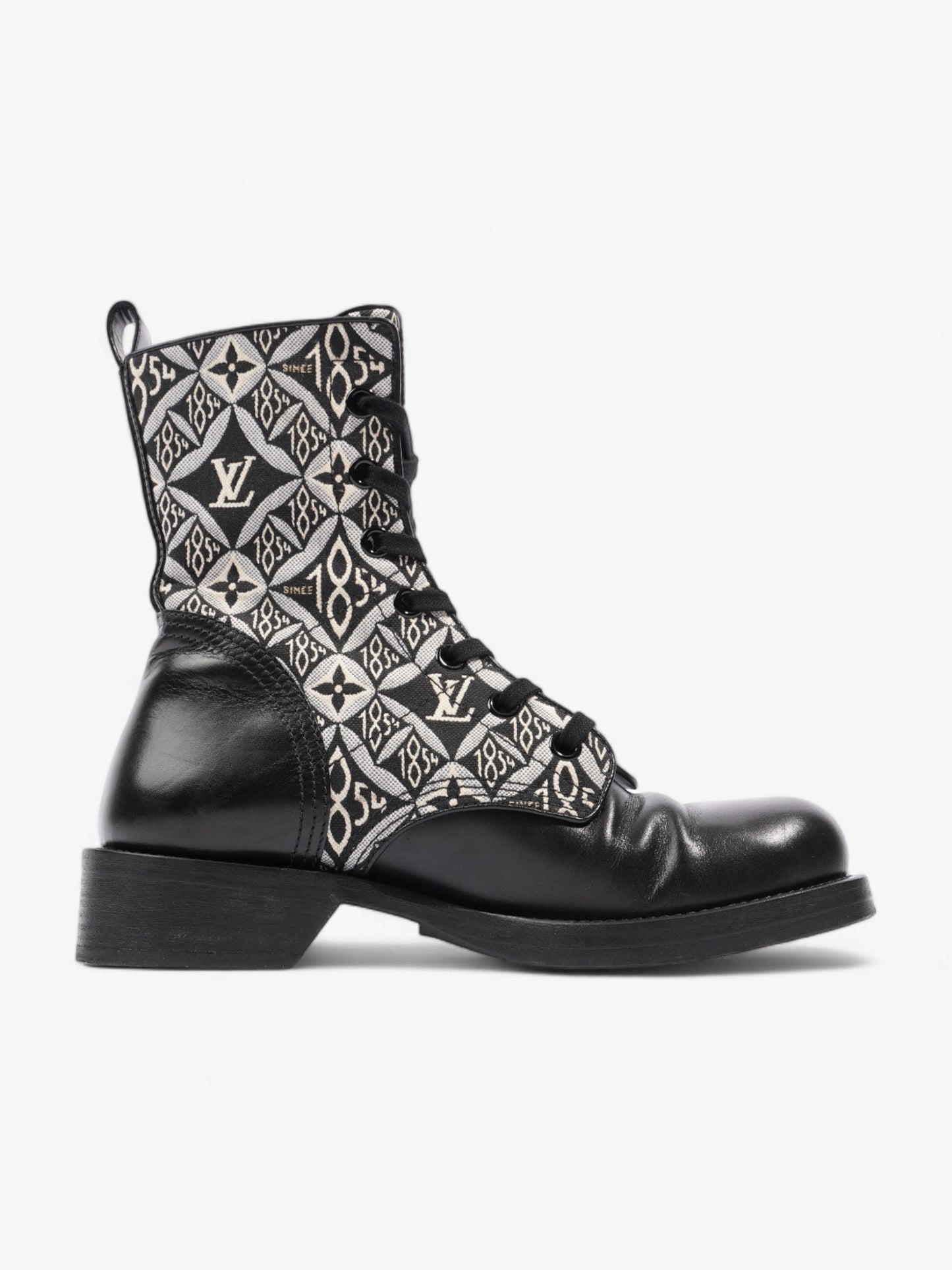 Louis Vuitton Since 1854 Metropolis Flat Ranger Boots Black Monogram Calfskin Leather EU 40 UK 7