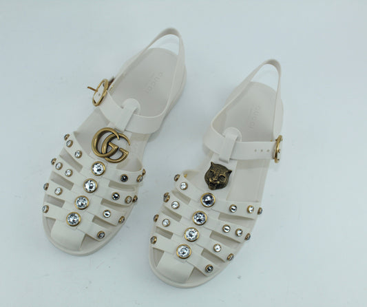 GUCCI RUBBER SANDAL WITH CRYSTALS