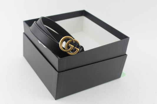 GUCCI LEATHER BELT WITH DOUBLE G BUCKLE