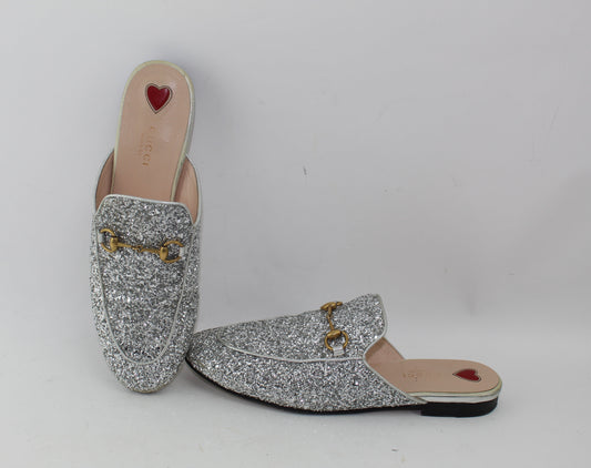 GUCCI PRINCETOWN GLITTER SLIPPERS SIZE 38.5