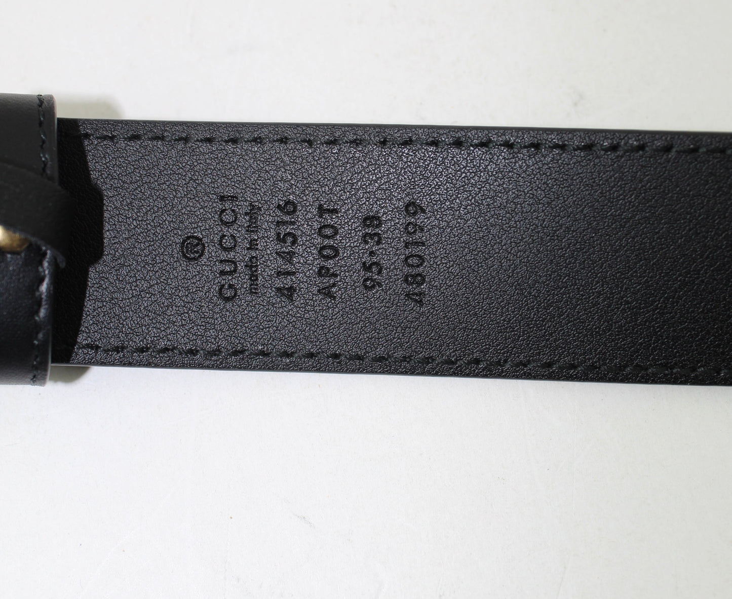 GUCCI LEATHER BELT WITH DOUBLE G BUCKLE SIZE 95/38