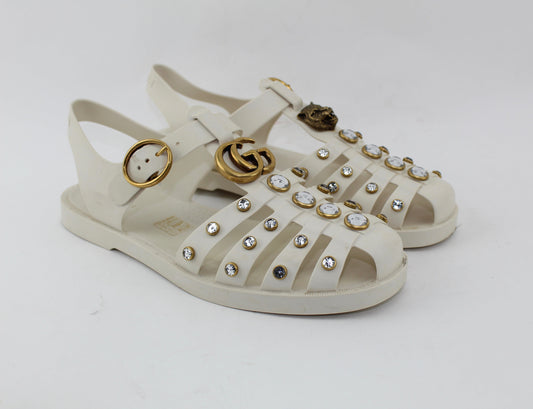 GUCCI RUBBER SANDAL WITH CRYSTALS SIZE 38