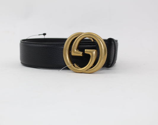 GUCCI LEATHER BELT WITH DOUBLE G BUCKLE