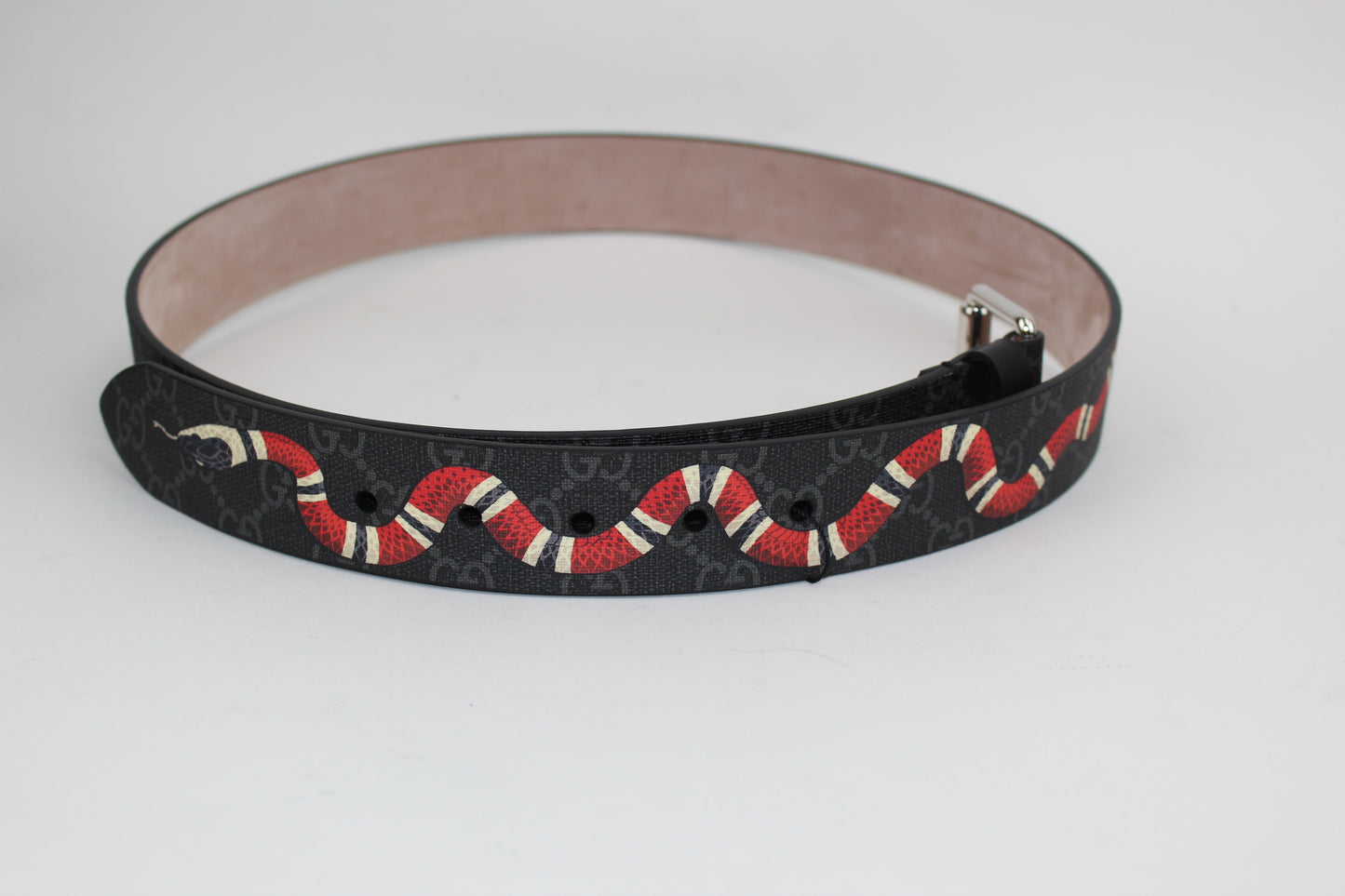GUCCI GG SUPREME BELT WITH KINGSNAKE PRINT SIZE 95/38