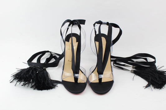 CHRISTIAN LOUBOUTIN MARIE EDWINA 100mm PVC/Crepe satin/Ostrich