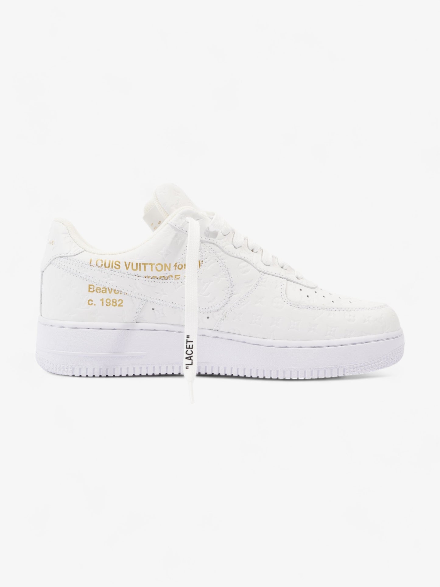 Louis Vuitton Air Force 1 Low By Virgil Abloh White Embossed Leather EU 43 UK 9