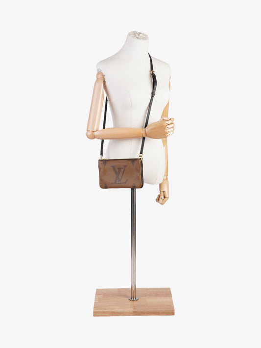 Louis Vuitton Double Zip Pochette Monogram Coated Canvas