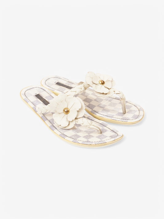 Louis Vuitton Flip Flops Damier Azur Leather EU 38 UK 5