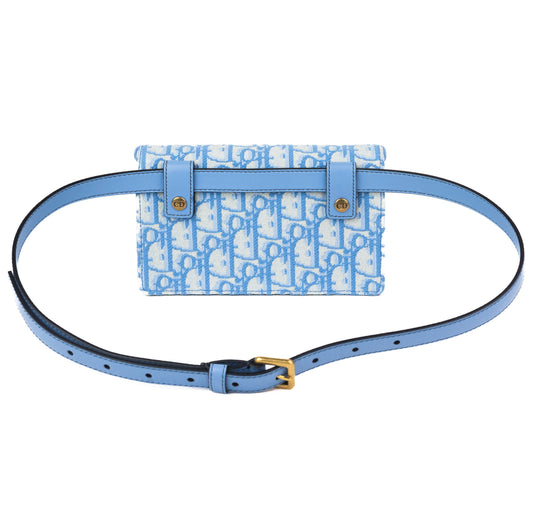 Dior Oblique Saddle Belt Bag light blue