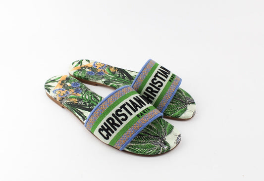 CHRISTIAN DIOR DWAY SLIDES GREEN