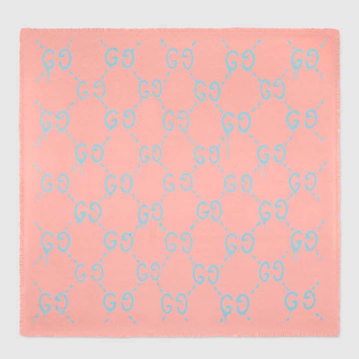 GUCCI GHOST SCARF PEACH & BLUE