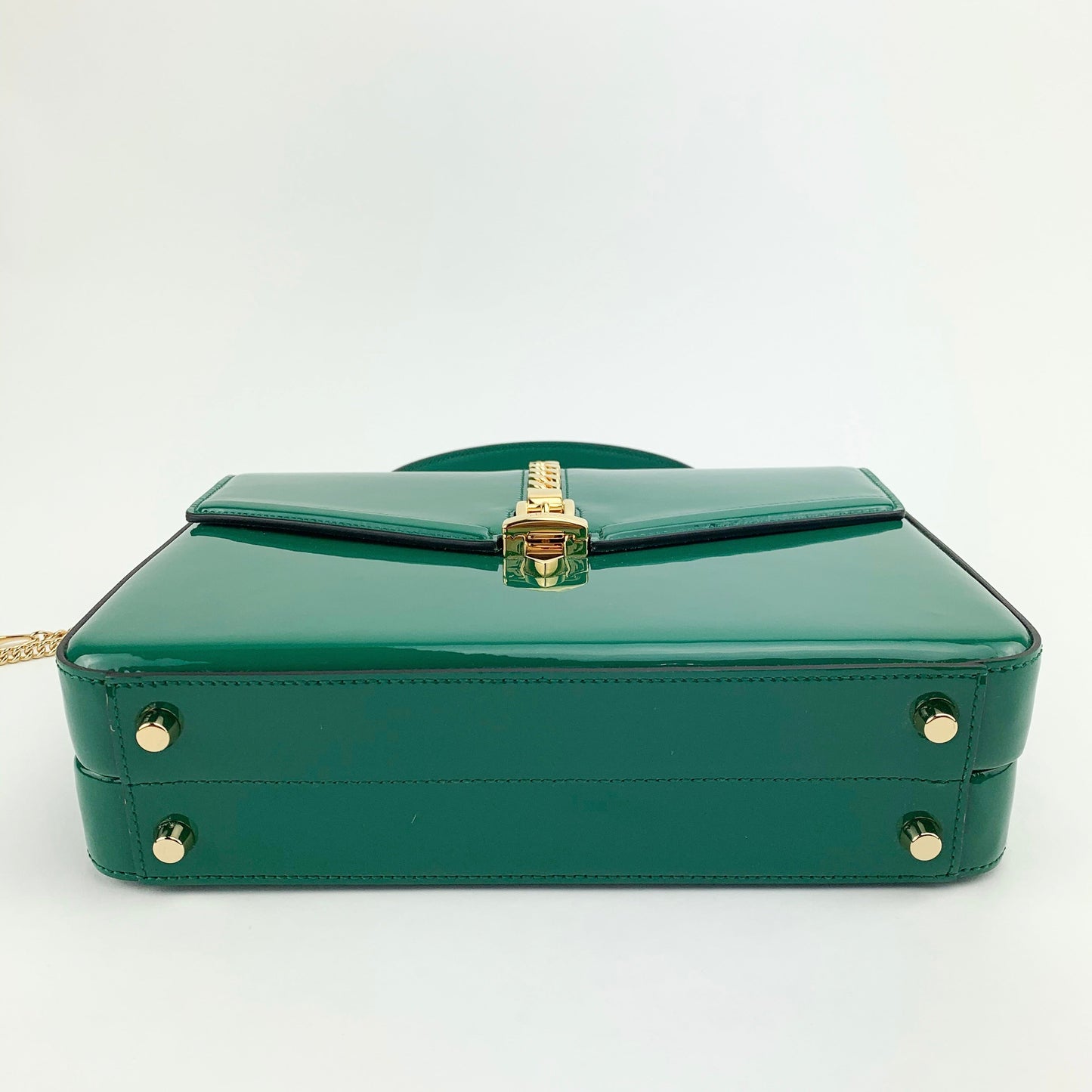 Gucci Sylvie 1969 Green Patent Leather mini Handle bag